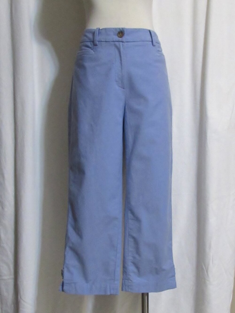 Women's Ladies TALBOTS Chambray Blue Cotton Blend Crop Pants Capris 6 $119
